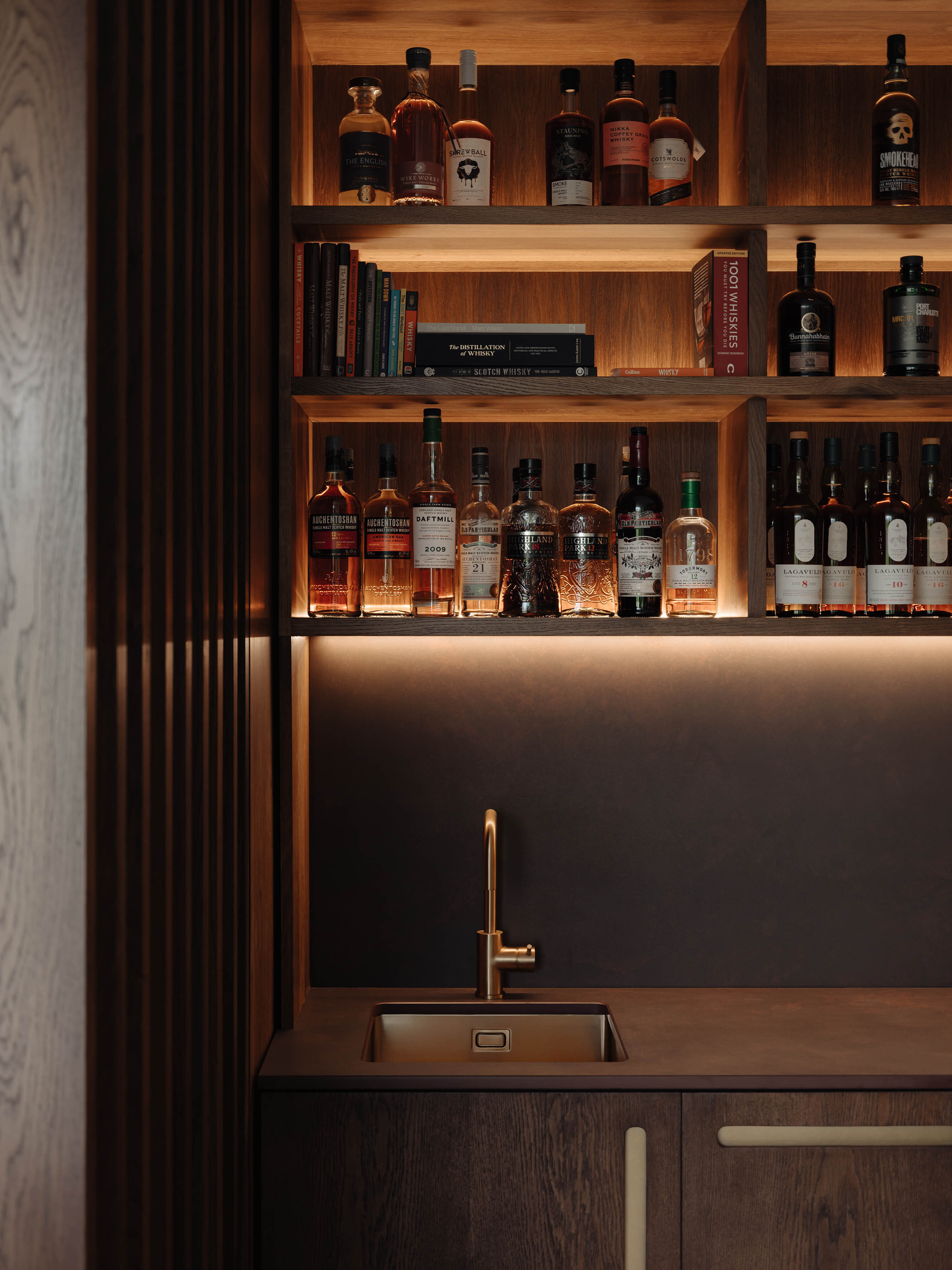 Cairn House | Custom Whisky Room, Pivot Door + Furniture | Angus+Mack