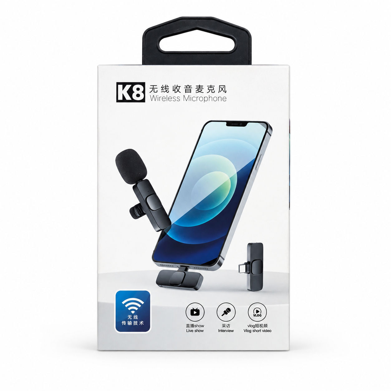K8 Wireless Microphone for YouTube Vlogging, Video Recording Online Classes with Noise Cancellation Mic Supports (Type C)