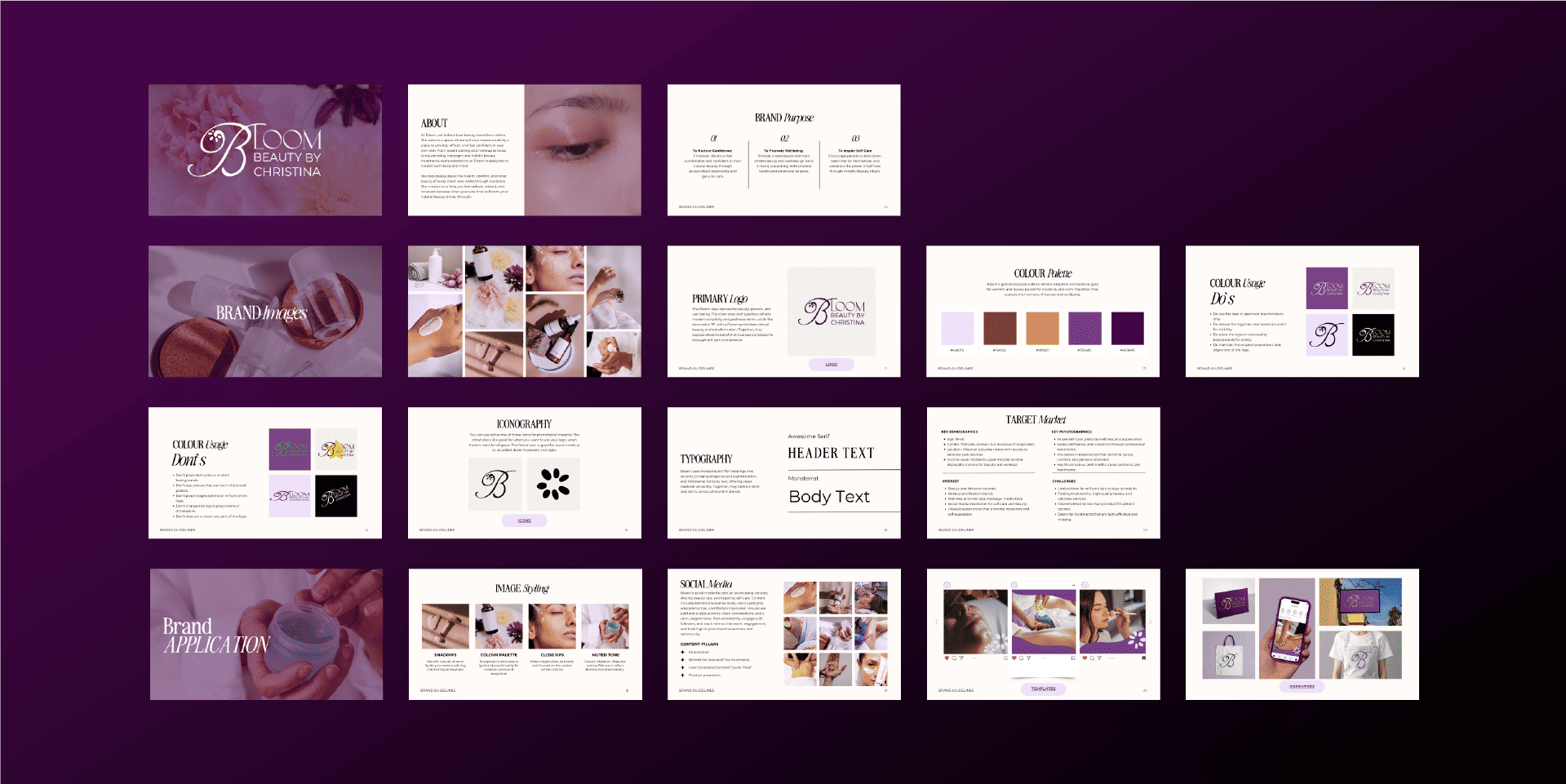 Bloom Beauty complete brand identity system by Amelie Dimech Malta