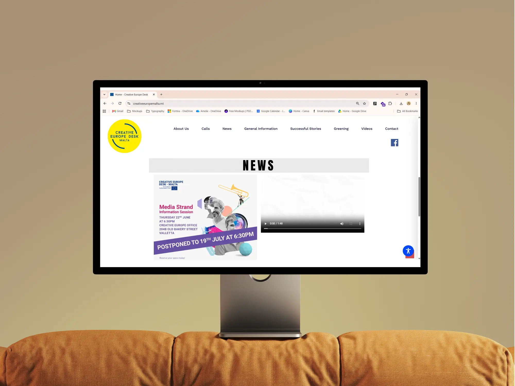 Creative Europe Desk Malta original website - flat layout and poor navigation