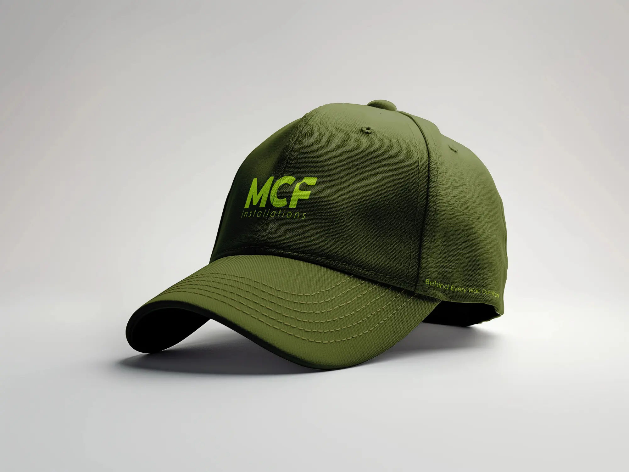 MCF Installations brand colour palette — volt green, charcoal, white