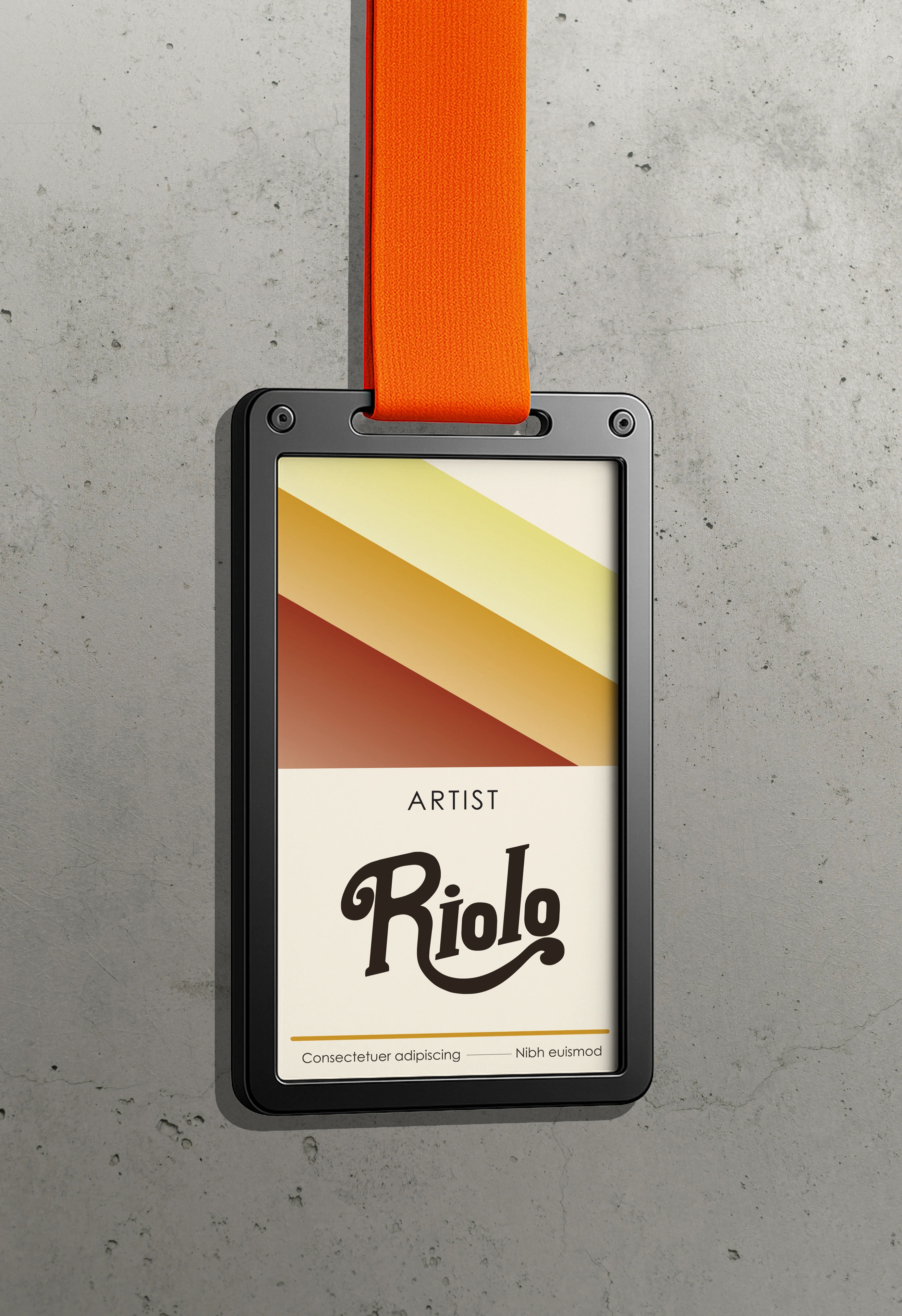 Riolo Studio logo on name tag mockup