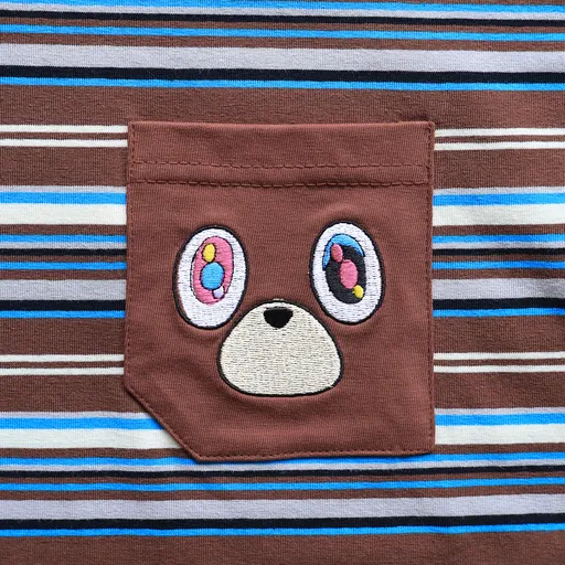 Embroidered Bear Pocket Stripe Tee - Blue