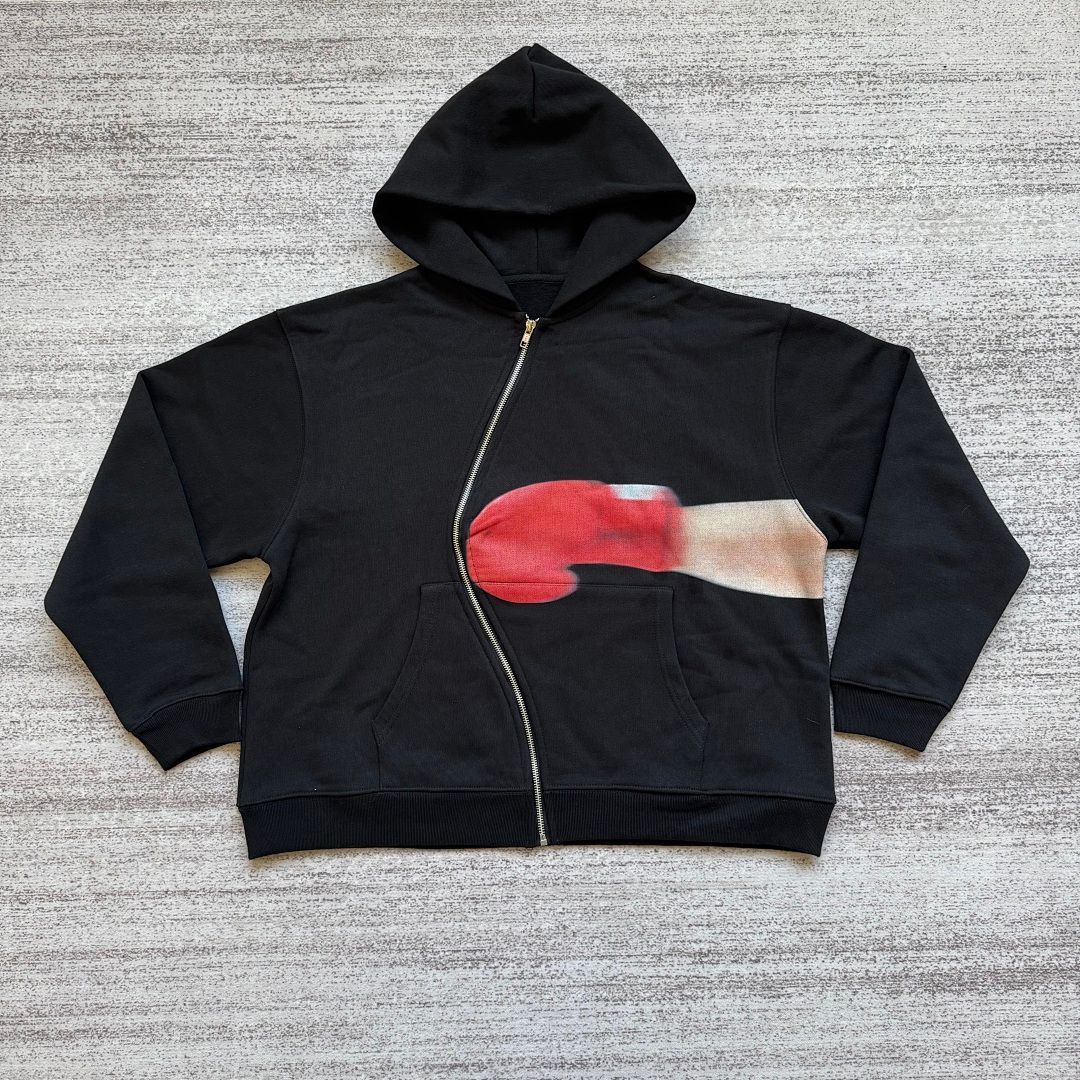 Boxing Print Zip Hoodie