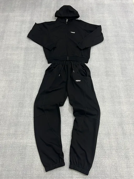 Upinflames Black Hoodie Set