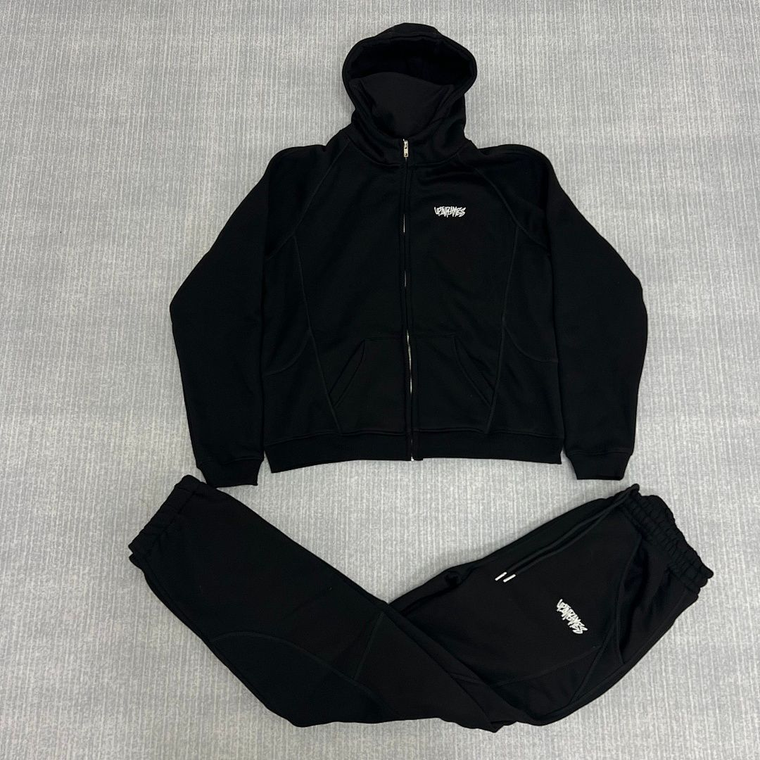 Upinflames Black Hoodie Set