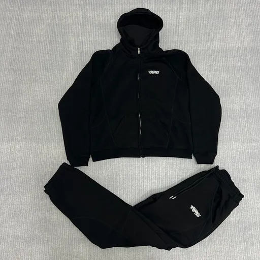 Upinflames Black Hoodie Set