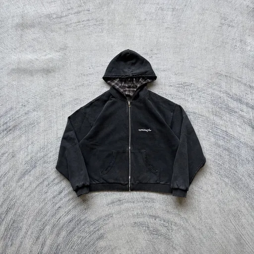Experiment 5 reversible plaid zip hoodie