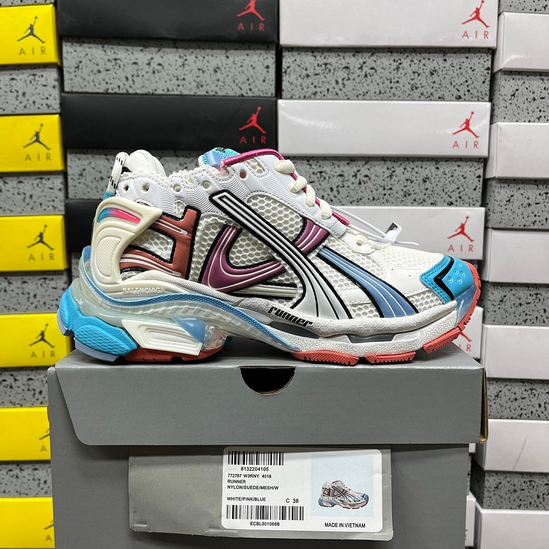 Balenciaga Runner 7.5 Белый/Розовый/Синий