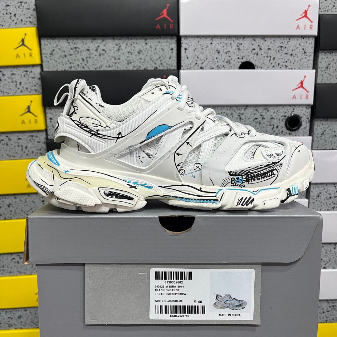 Balenciaga Track 3.0 Белый/Синий/граффити