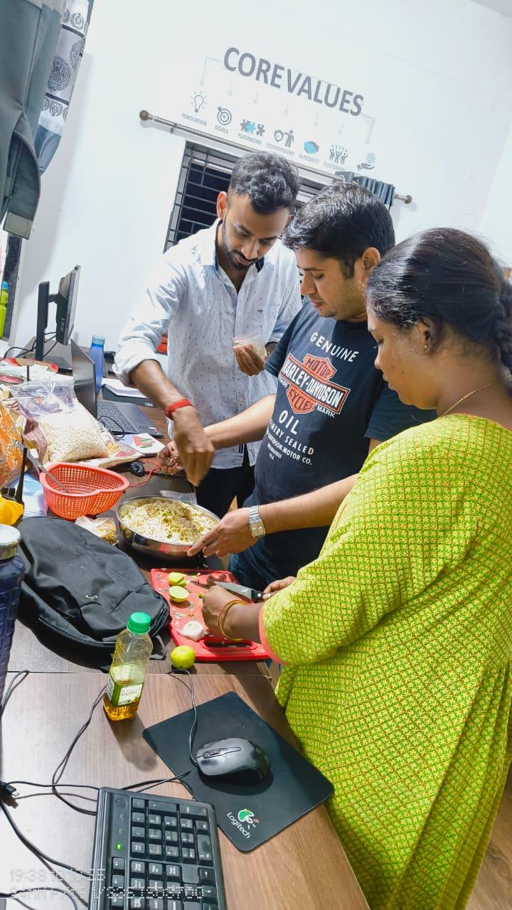 KSAC team preparing jhalmuri together in the office