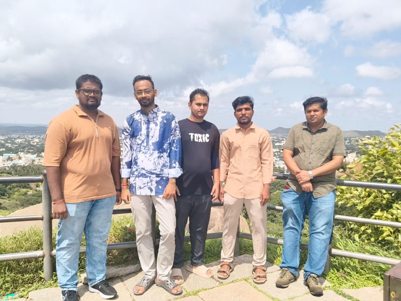 KSAC team posing at a hilltop viewpoint at Chitradurga Fort