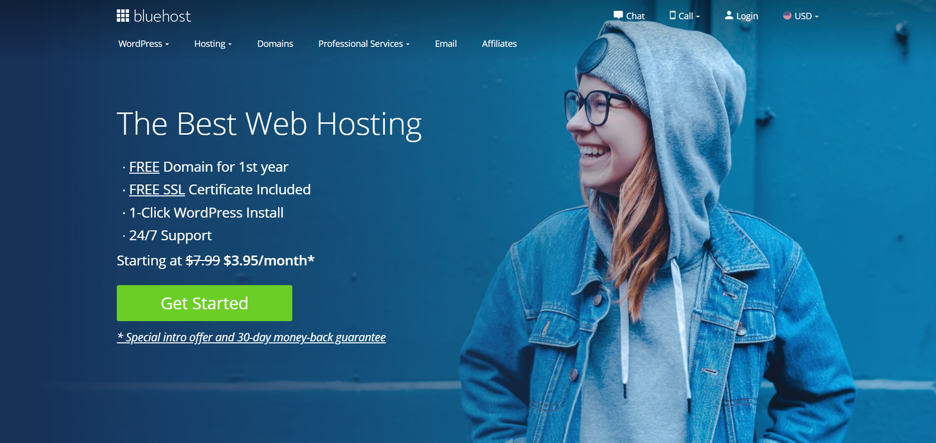 image of bluehost hosting site