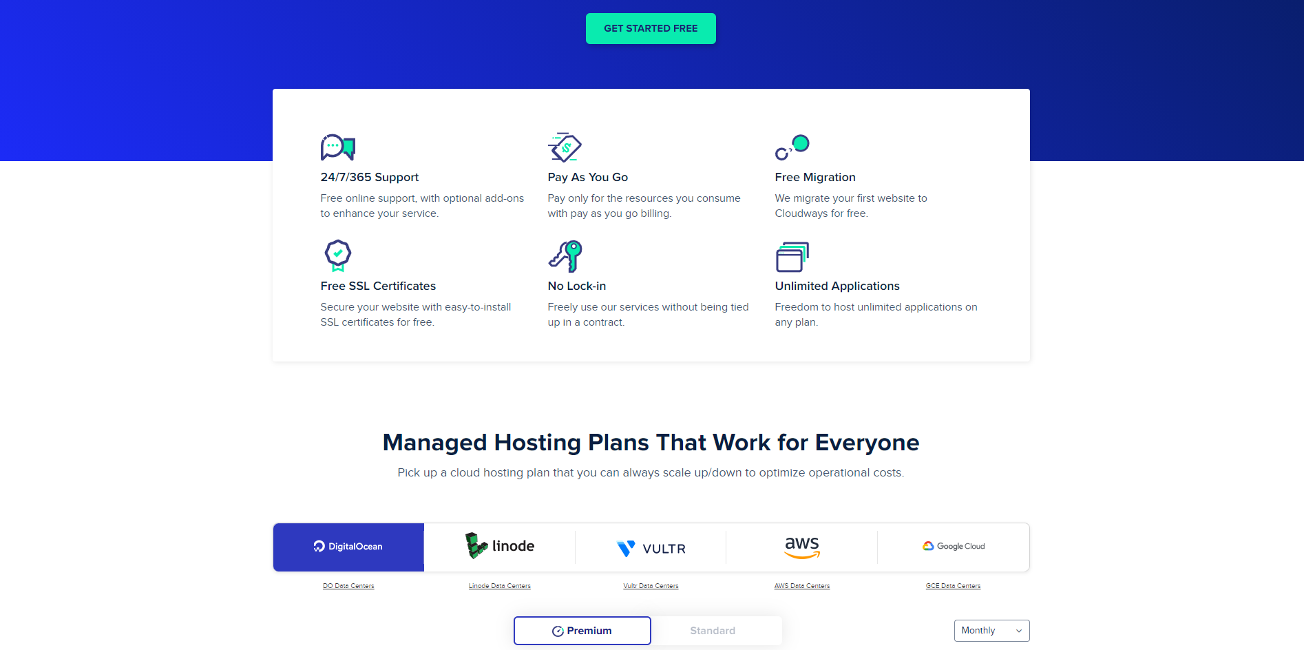 image of Cloudways hosting site