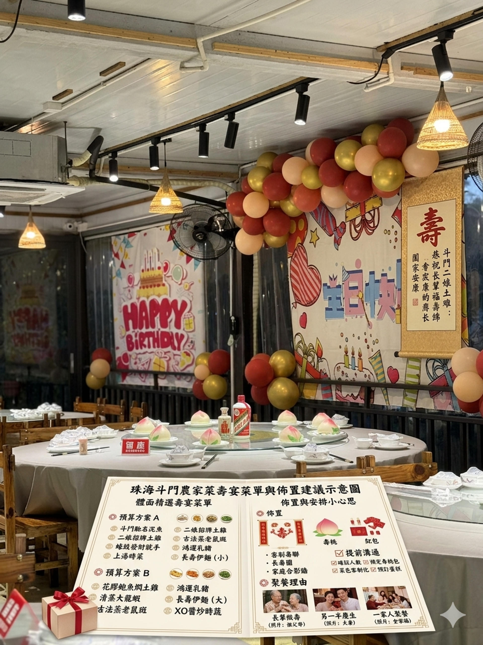 珠海斗門農家菜壽宴慶祝場景