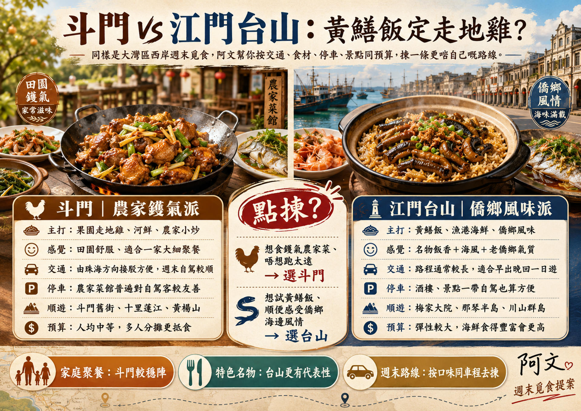 斗門 vs 江門台山：黃鱔飯定走地雞？兩條北上食路線比較