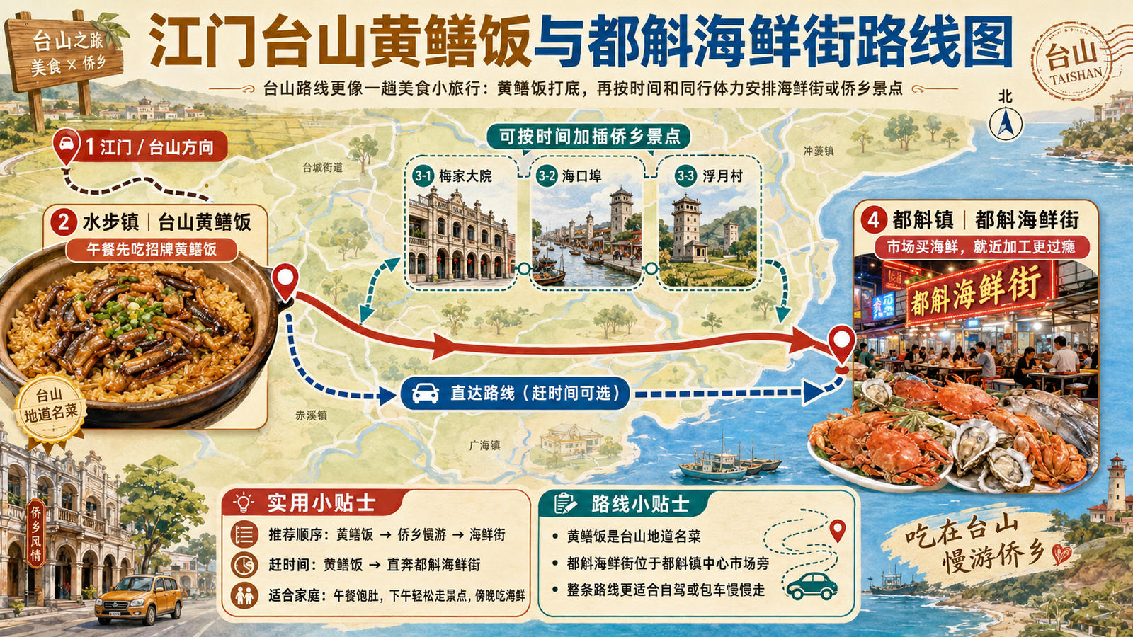 江門台山黃鱔飯與都斛海鮮街路線