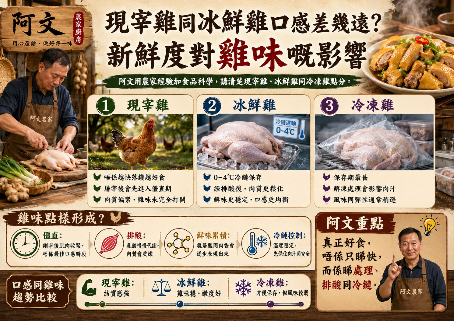 現宰雞同冰鮮雞口感差幾遠？新鮮度對雞味嘅影響