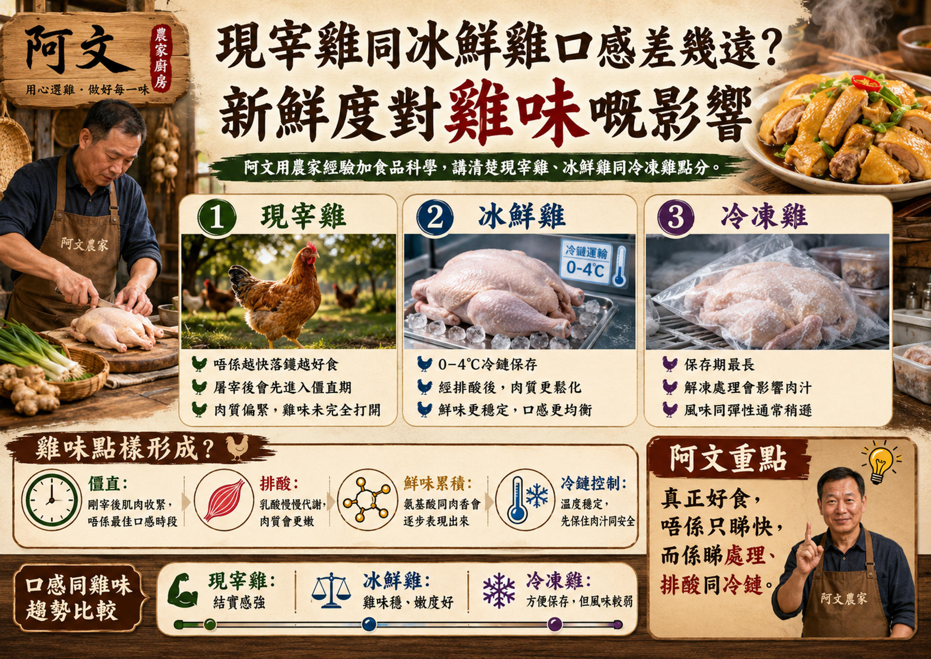 現宰雞同冰鮮雞口感差幾遠？新鮮度對雞味嘅影響