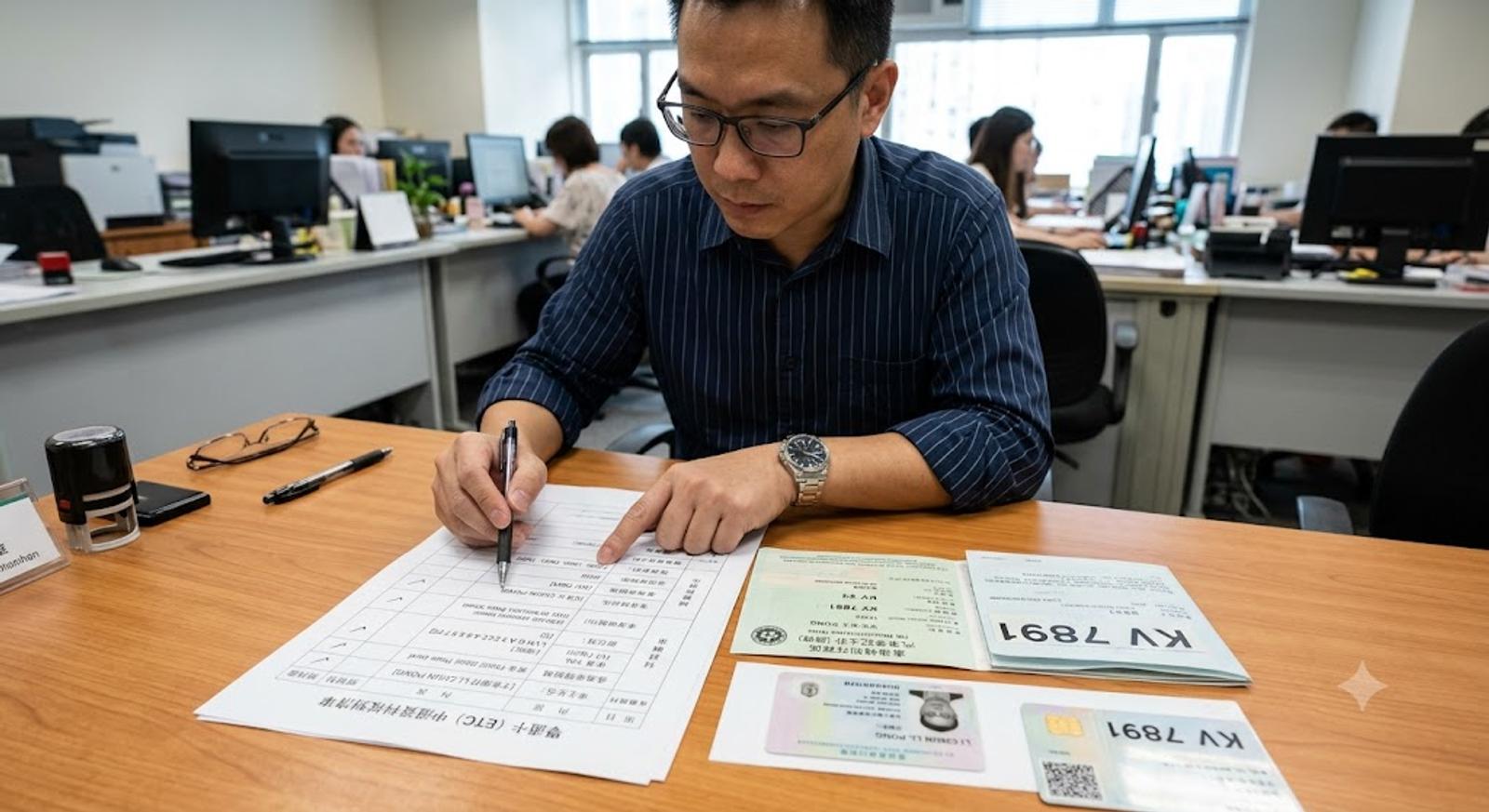 香港車主申請粵通卡ETC前核對身份證明、牌簿和車輛資料清單
