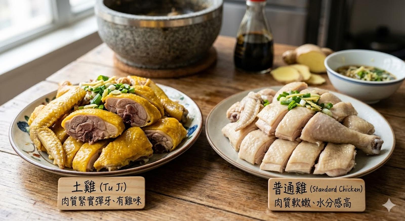 土雞肉質緊實彈牙，普通雞肉質軟嫩水分感較高