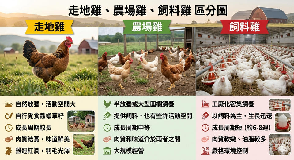走地雞、農場雞、飼料雞分別：怎樣才算真正土雞？