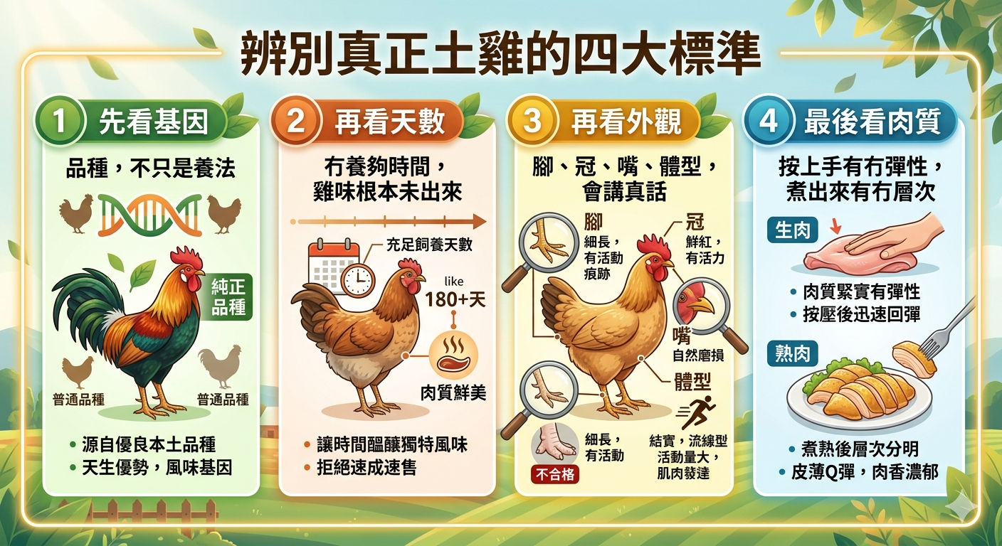 真正土雞常常能從腳部、活動痕跡與整體體型看出分別