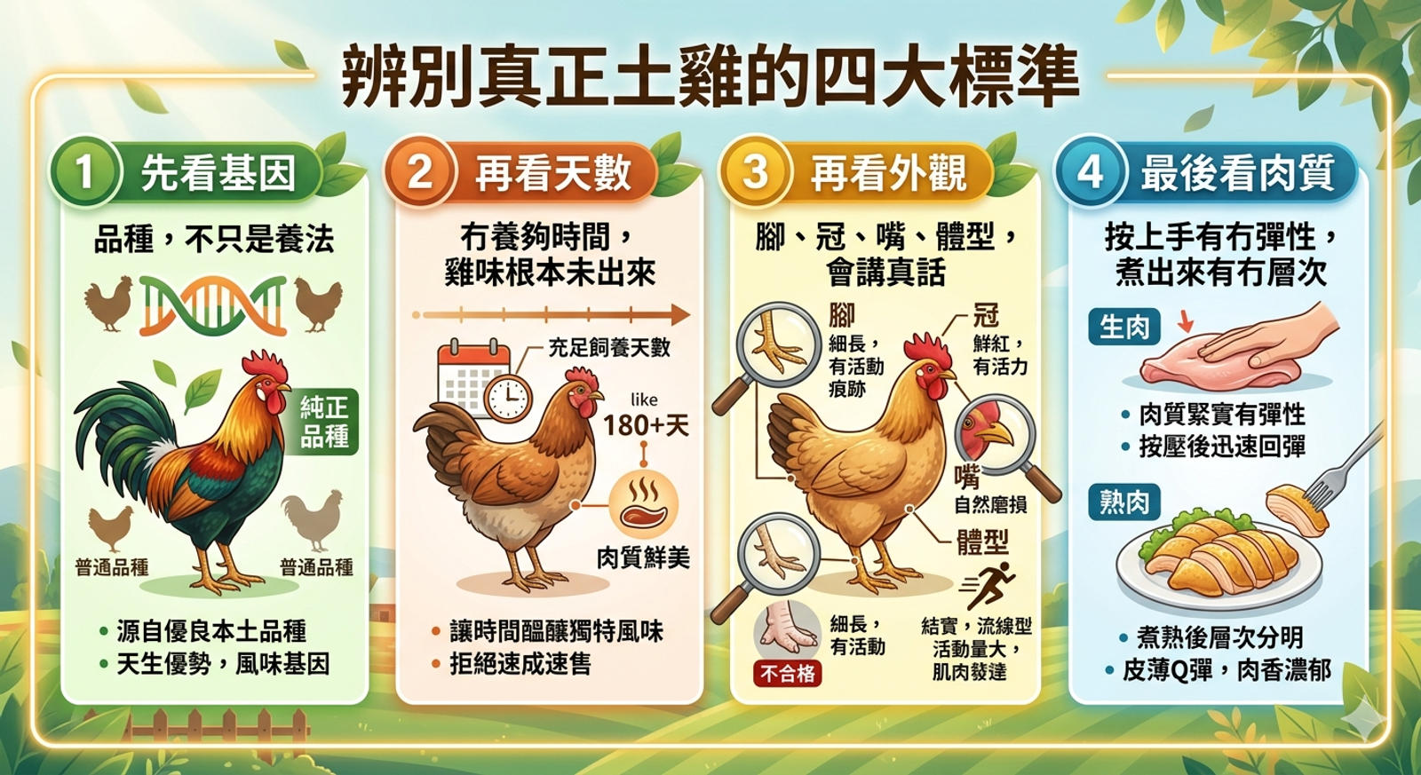 真正土雞常常能從腳部、活動痕跡與整體體型看出分別