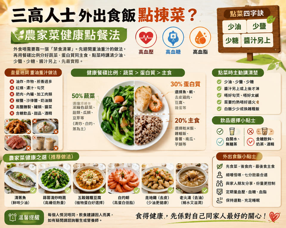 三高人士外出食飯點揀菜？農家菜健康點餐法