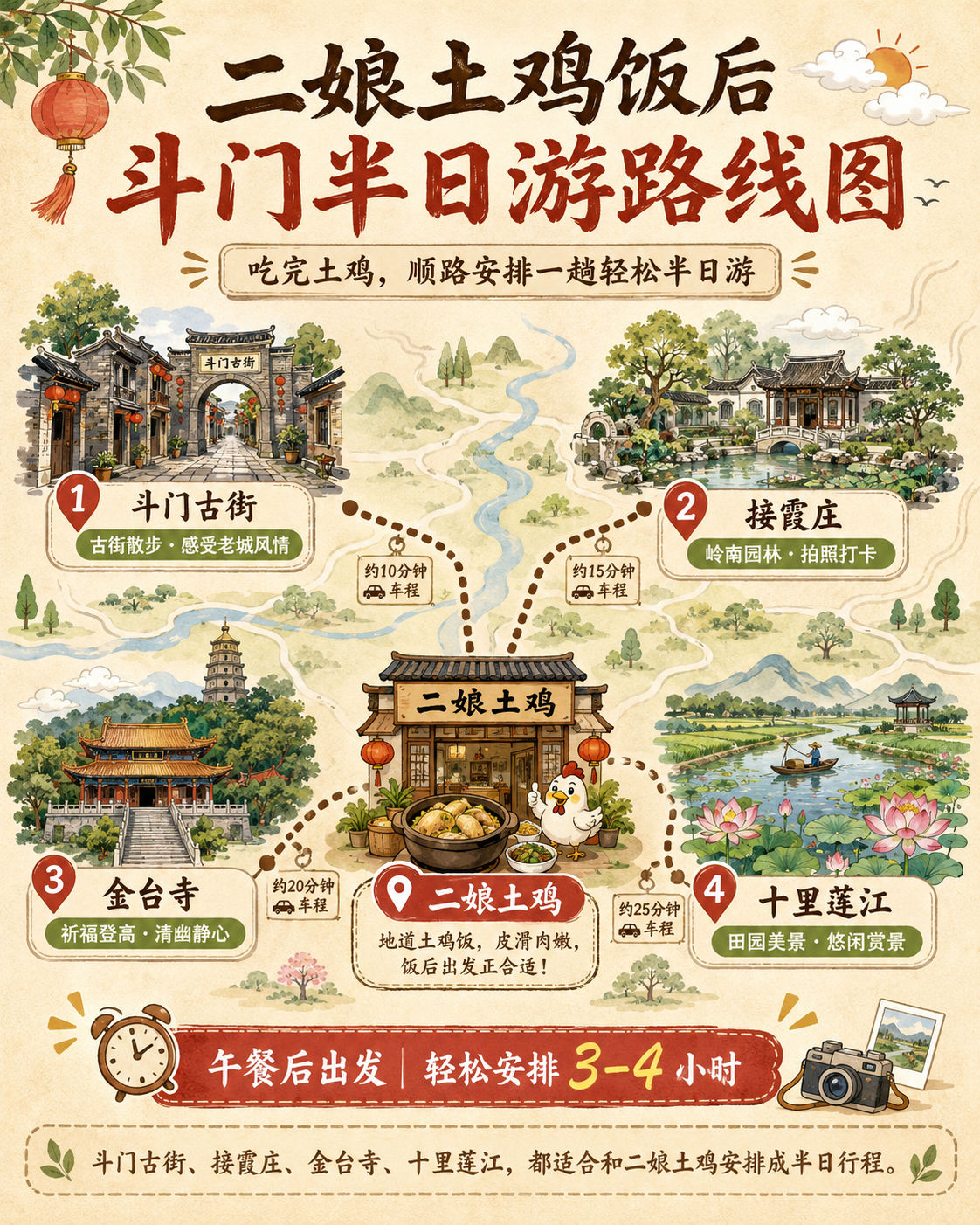 二娘土雞飯後斗門半日遊路線