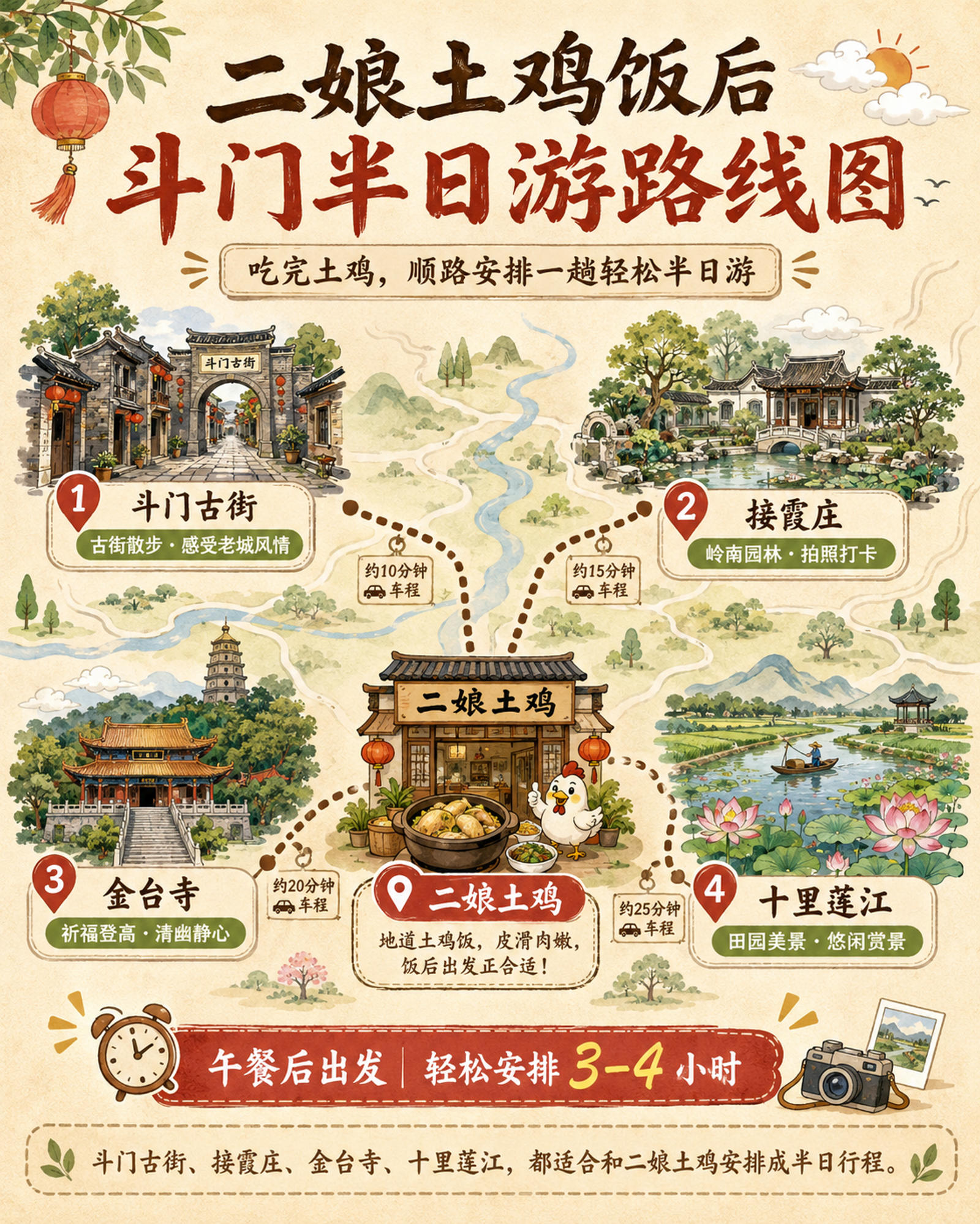 二娘土雞飯後斗門半日遊路線