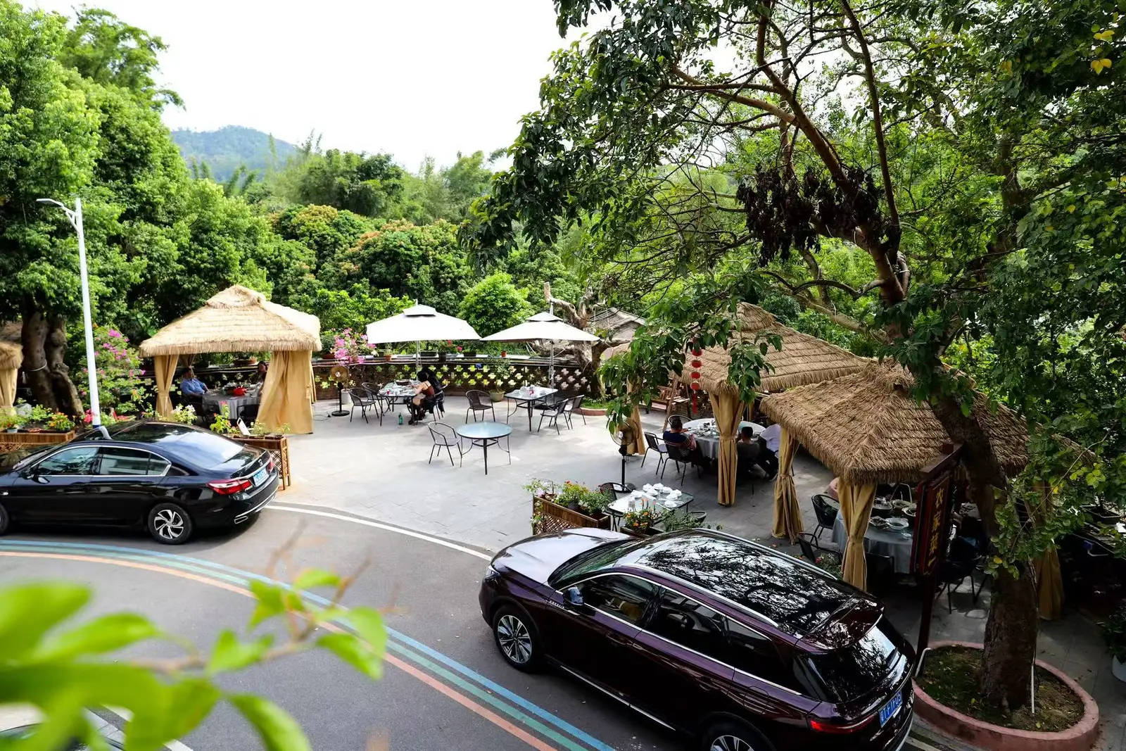 二娘土雞庭院與車輛到店實景
