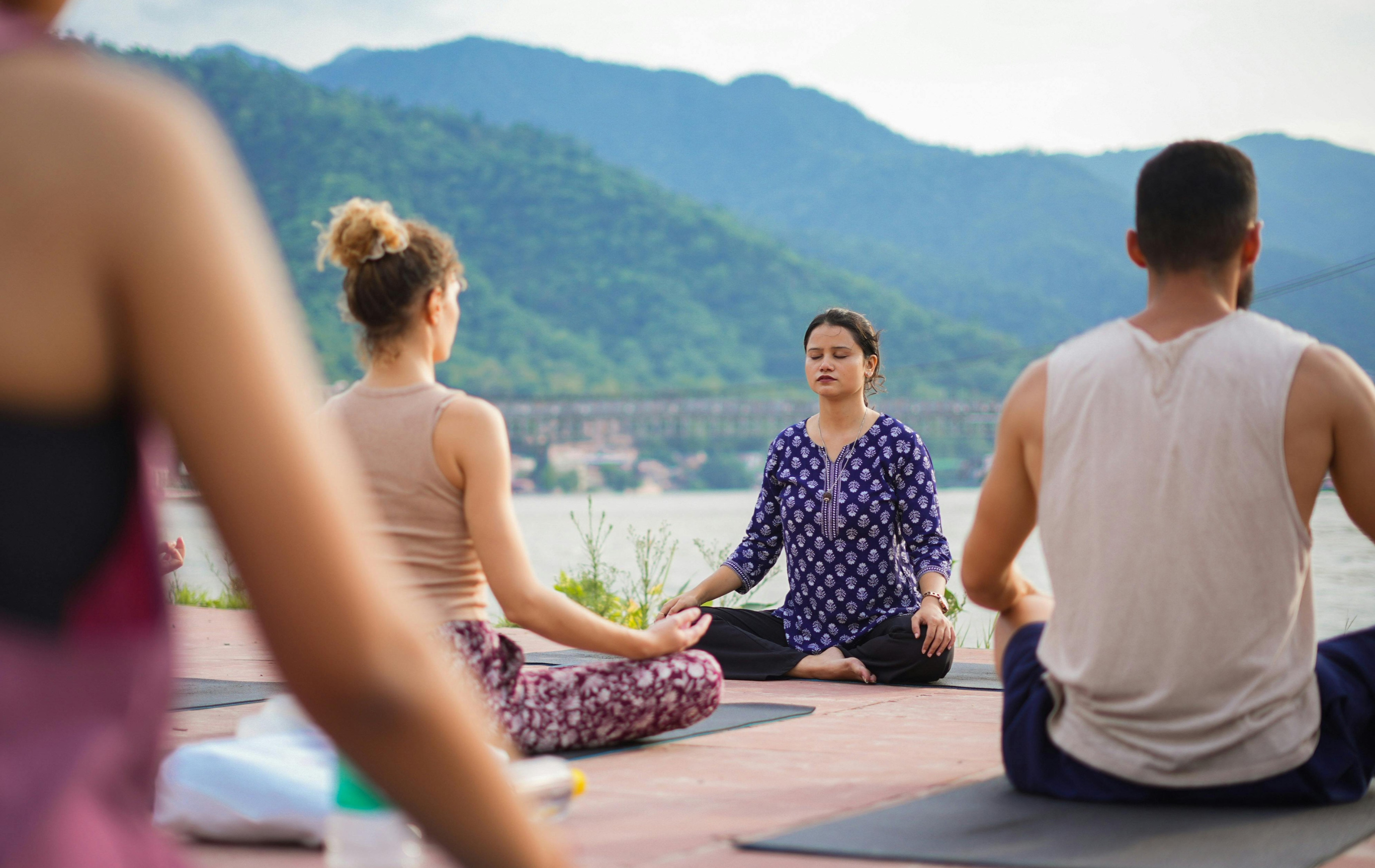 Students practicing yoga at World Yoga Training in Rishikesh