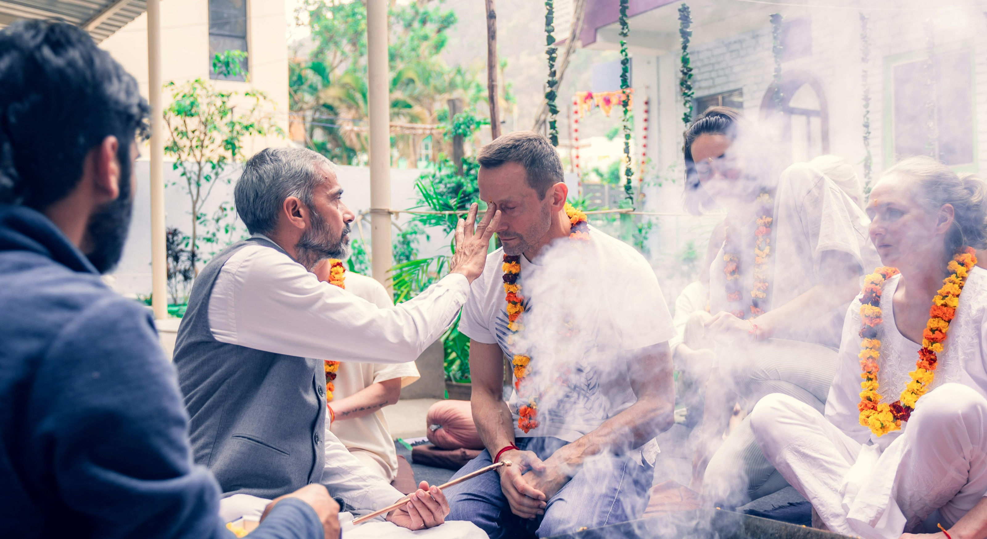 Students practicing pranayama