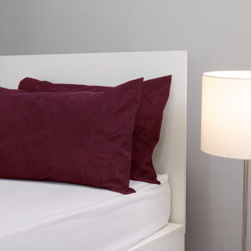 Wakefit Waterproof Pillow Protector | 28x18 in | Terry Cotton Feel | Set of 2 | Beetroot | Zipper Closure | 200 GSM | Washable | Super Soft