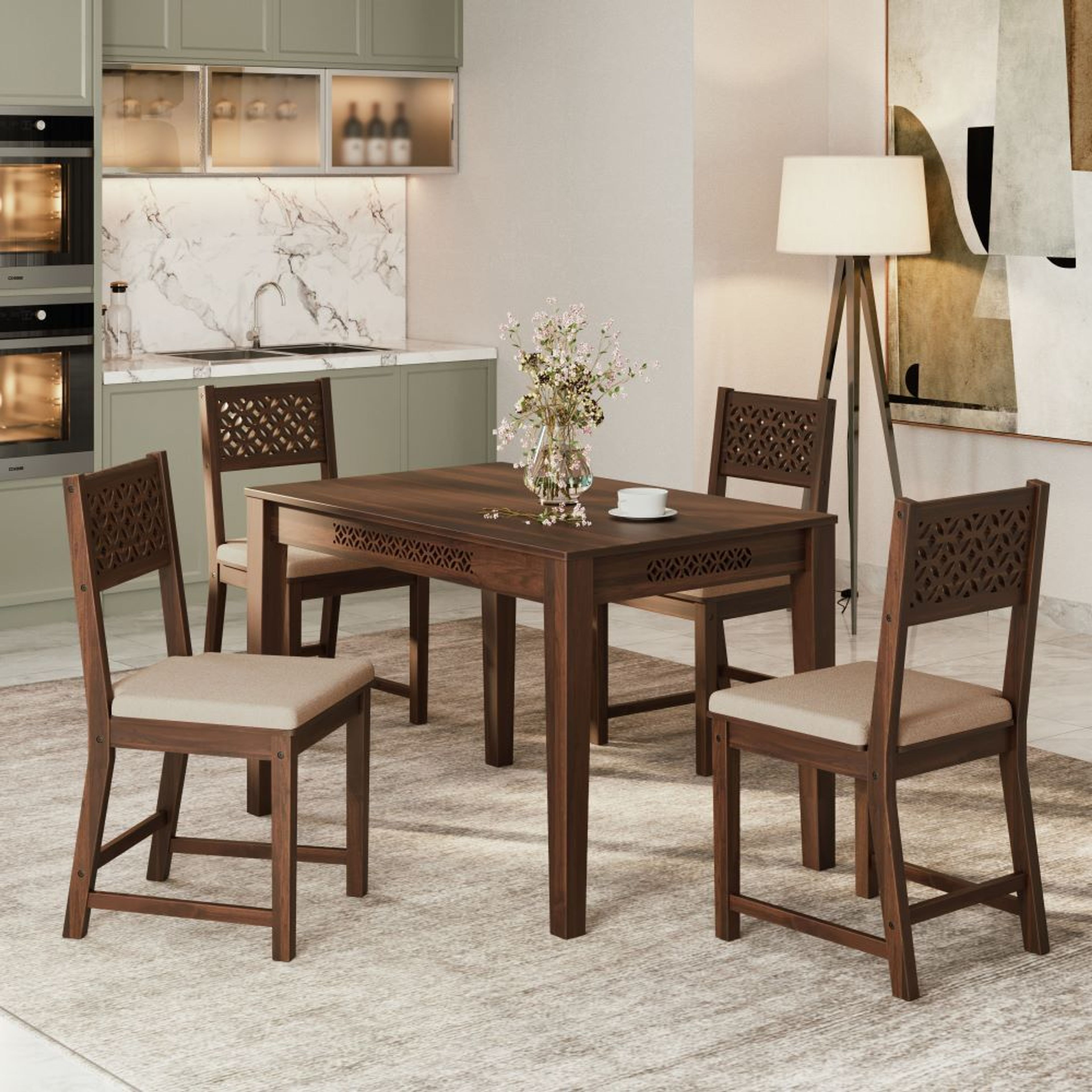 Fanila 4-seater sheesham wood dining set