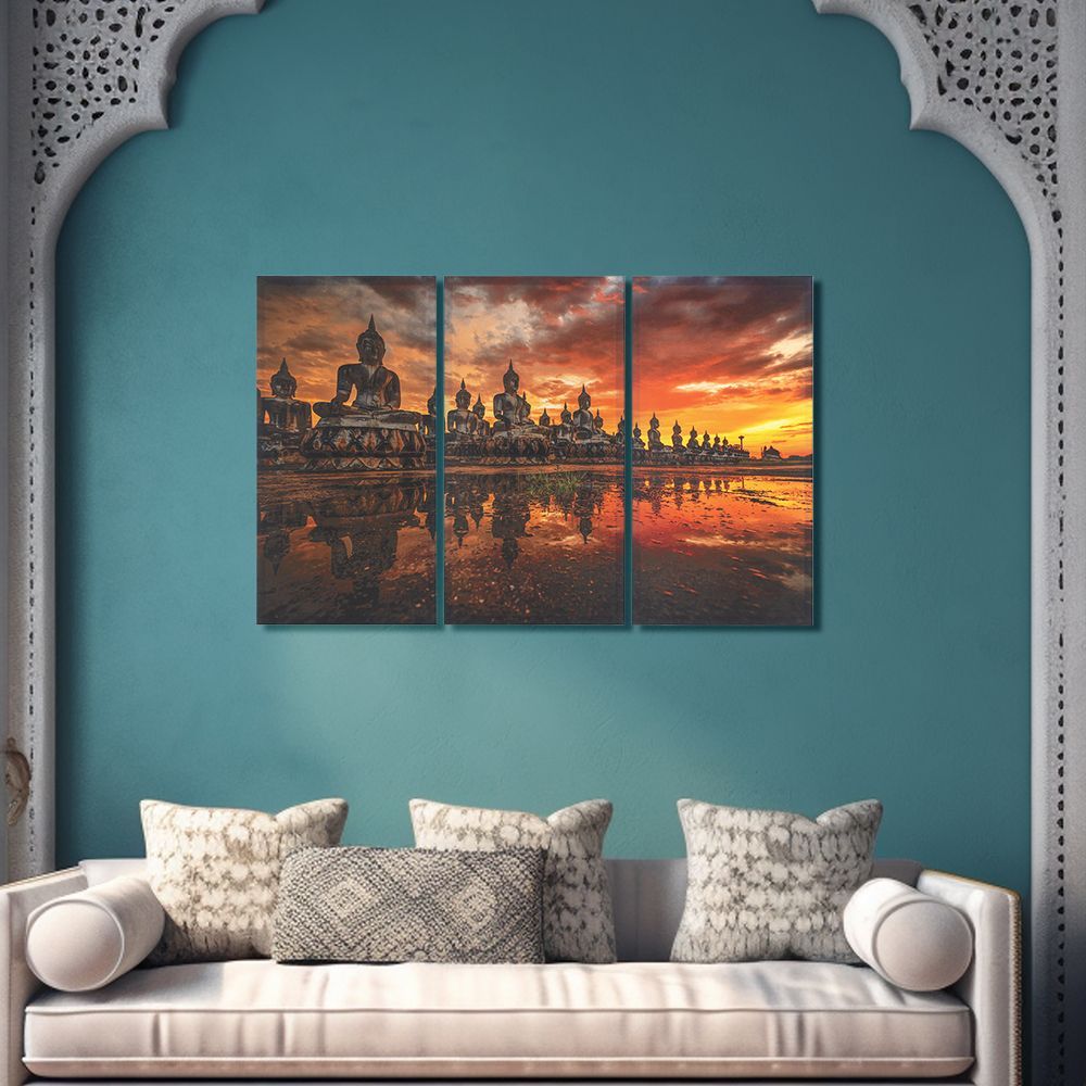 Canvas Wall Painting | 48x30 Inch | Set of 3 | For Living Room, Bedroom & Office Decor | Gifting Option | Against the Evening Light