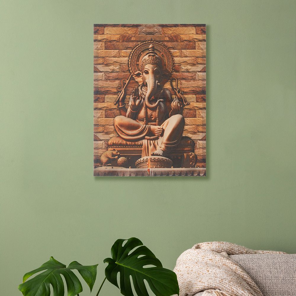 Canvas Wall Painting | 18x24 Inch | Set of 1 | For Living Room, Bedroom & Office Decor | Gifting Option | Sepia Tone Ganesha