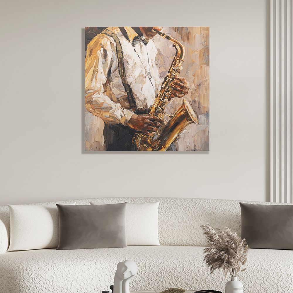 Canvas Wall Painting | 24x24 Inch | Set of 1 | For Living Room, Bedroom & Office Decor | Gifting Option | Saxophone Player