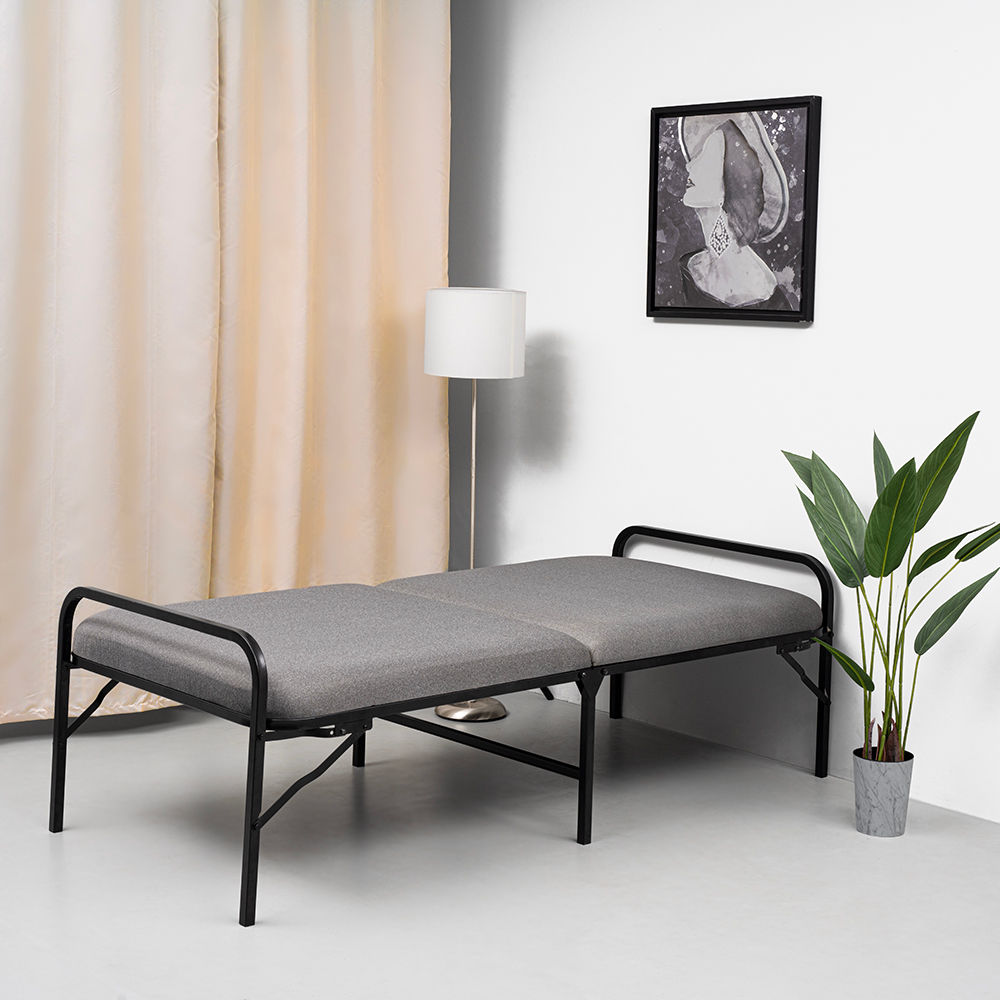Wakefit Metal Folding Bed Single Size with High Resilience Foam Mattress Easy to Store and Comfortable for Guests