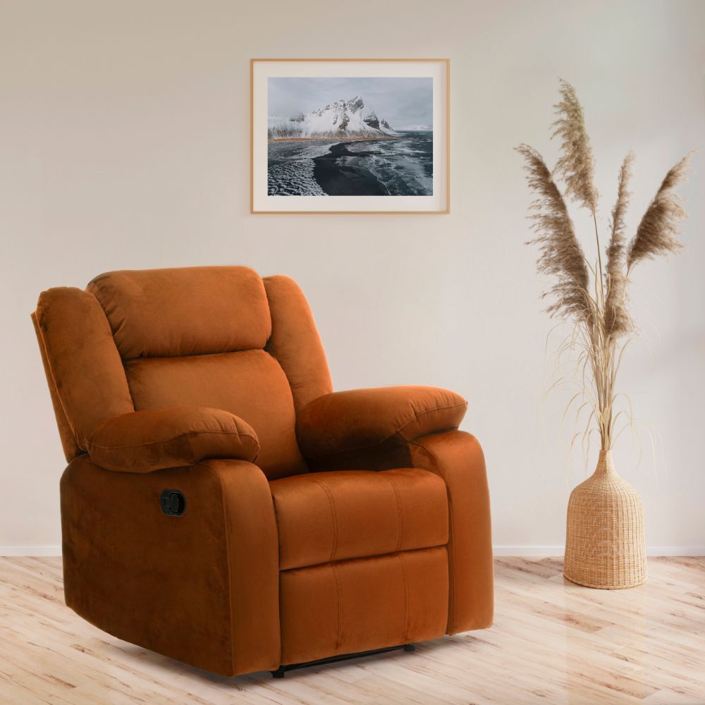 Wakefit Swayback Recliner - 1 Seater - Velvet Amber