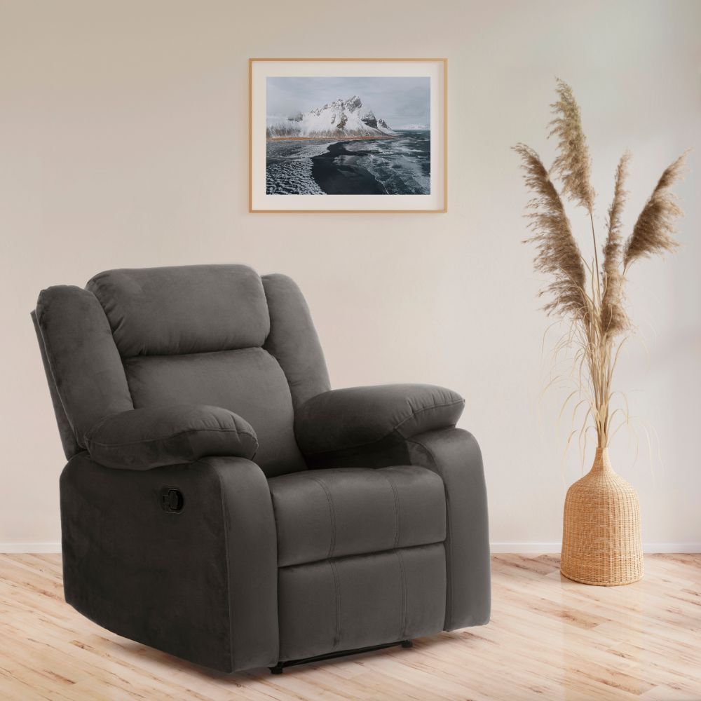 Wakefit Swayback Recliner - 1 Seater - Velvet Stone