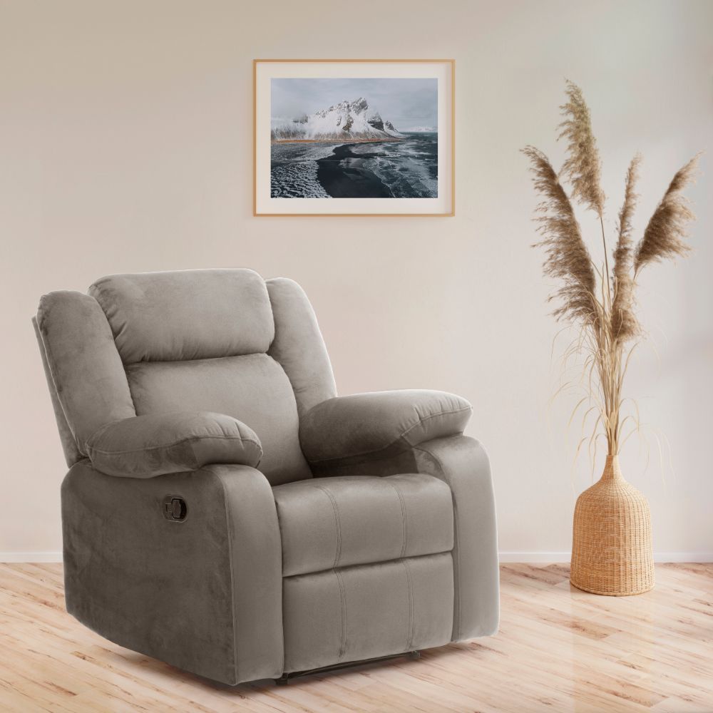 Wakefit Swayback Recliner - 1 Seater - Velvet Tuscan Tan