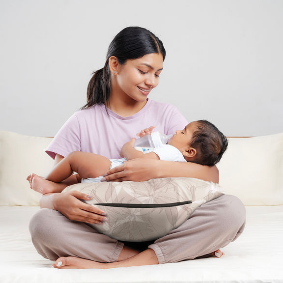 Nursing Pillow For Breastfeeding & Baby Care | 5 in 1 Feeding Pillow with 100% Cotton Removable Cover | Super Soft & Machine Washable | Mekko