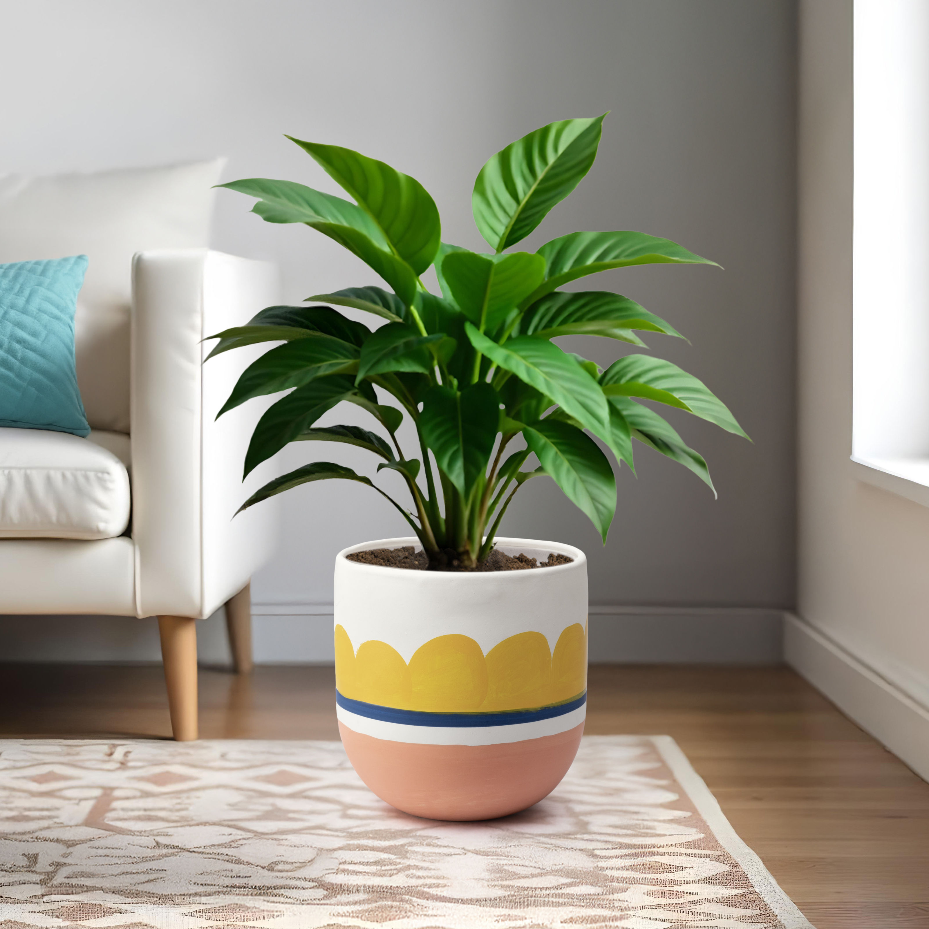 Ceramic Floor Garden Pot | Indoor & Outdoor Planter | Multicolored | 11 Inch Pot | Hoya Handpainted Pot