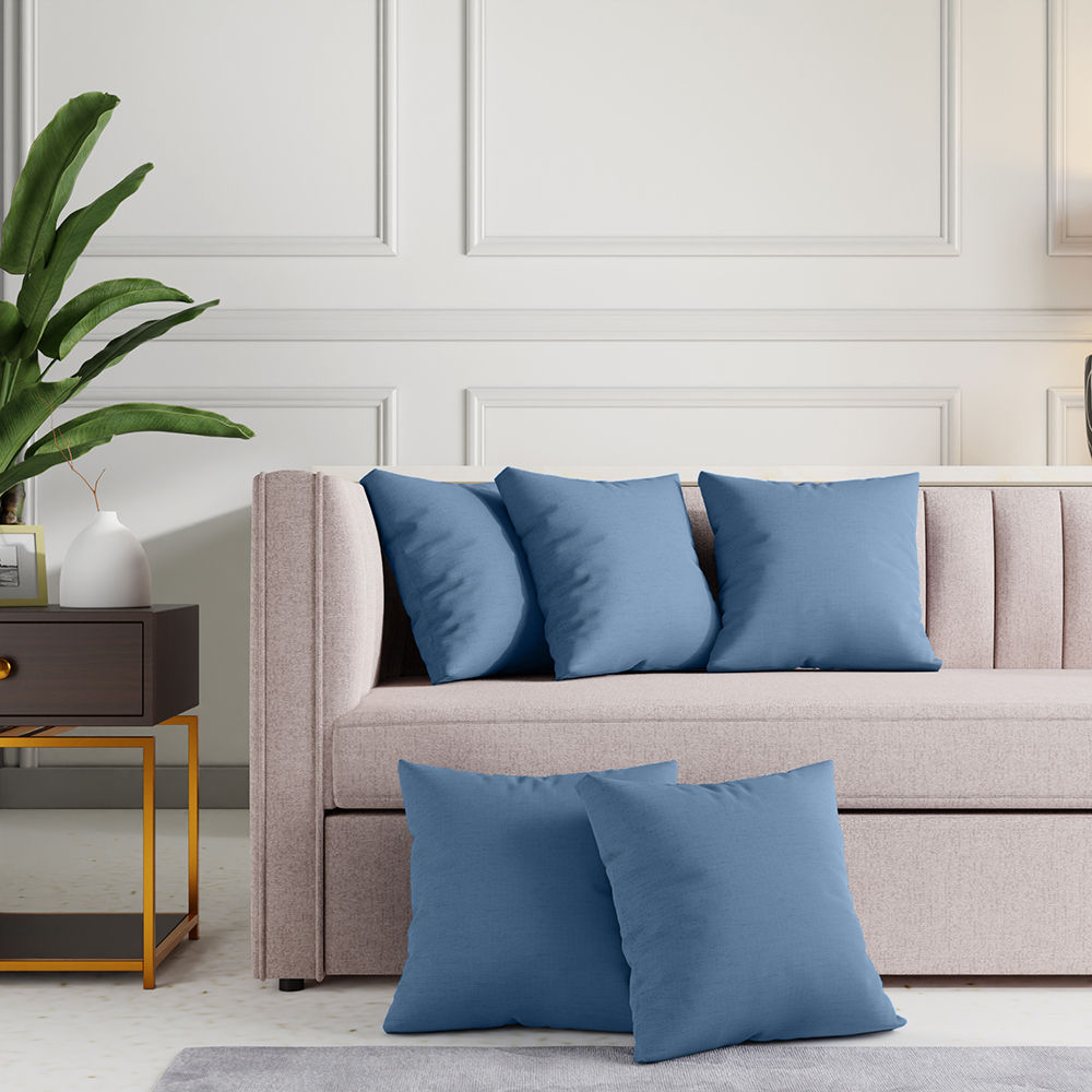 Wakefit Premium Cushion Cover Midnight Blue 16x16 Set of 5