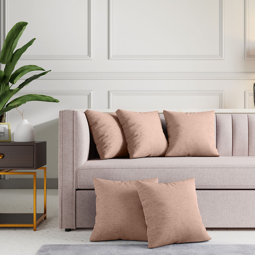 Wakefit Premium Cushion Cover Amphora Brown 16x16 Set of 5