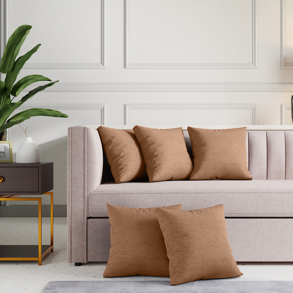 Wakefit Premium Cushion Cover Toffe Brown 16x16 Set of 5