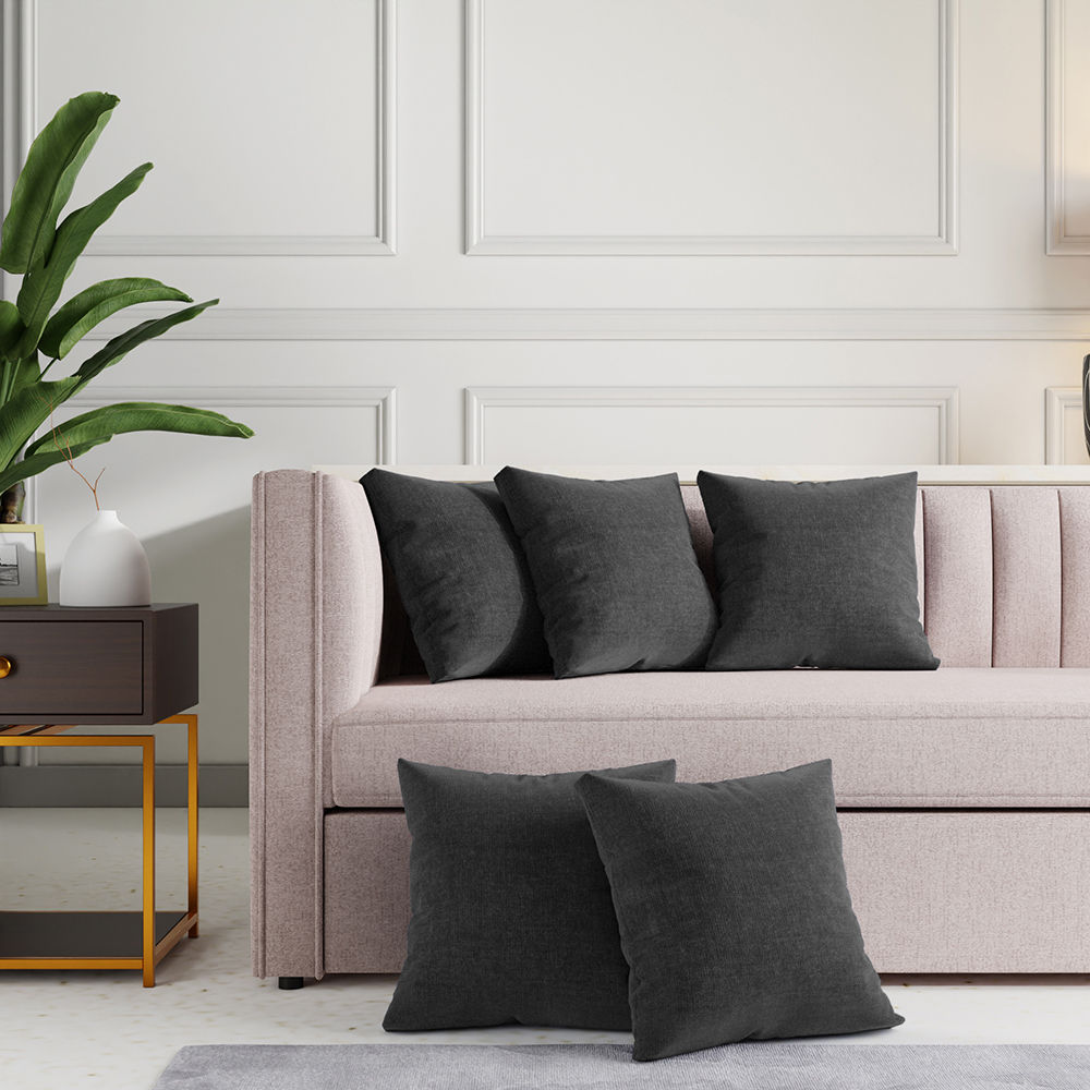 Wakefit Premium Cushion Cover Mol Grey 16x16 Set of 5
