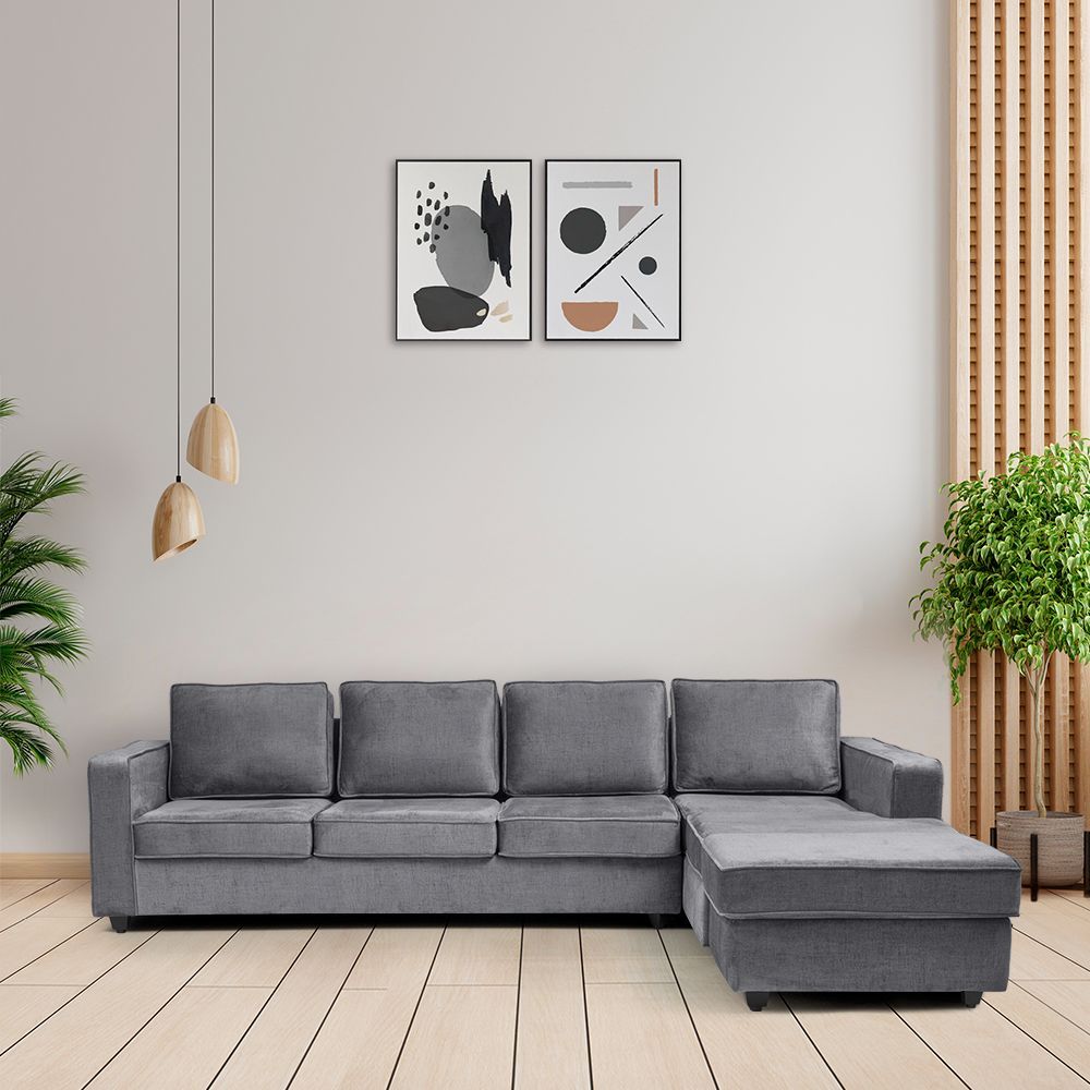Wakefit Napper Plus L Shape Sofa Set (3 Seater + Right Aligned Chaise with Ottoman)